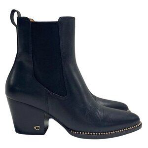 Coach Studded Black Leather Pierce Bootie Boots - Black - US 8.5